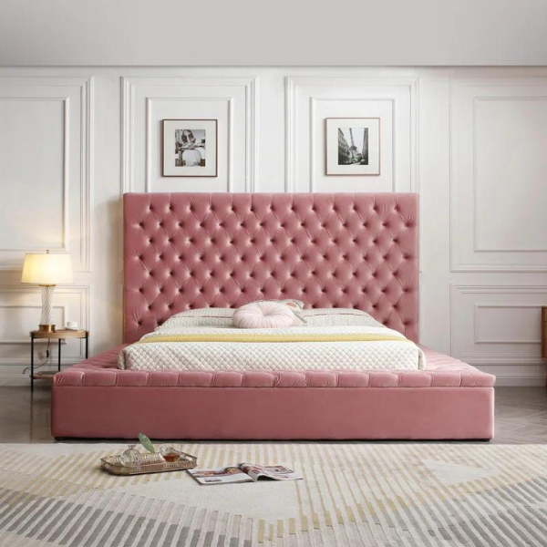 Ruby Rest Bed Without Storage | King | Pink Fabric