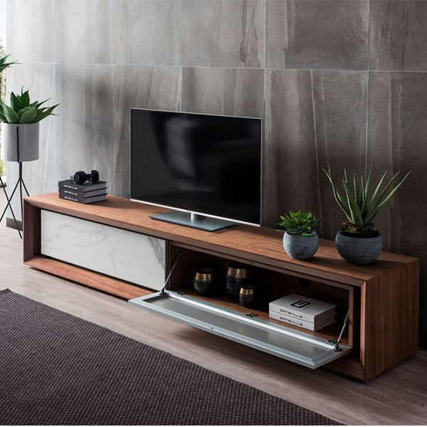 Nicolas Marble TV Stand |Small | Walnut