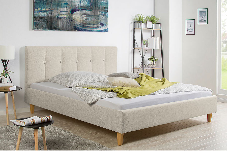 Judah Bed Without Storage | King | Beige Fabric