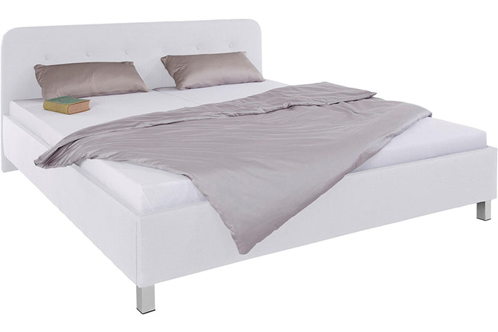 Zeke Bed Without Storage | King | White Fabric Upholstery