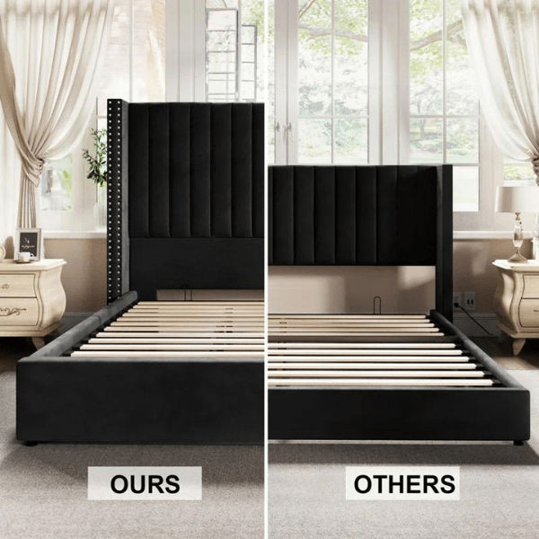 Onyx Bed with Hydraulic Storage | King | Black Fabric