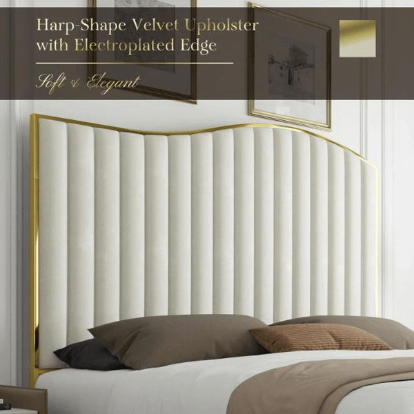 Marble Mist Bed Without Storage | King | Cream Fabric