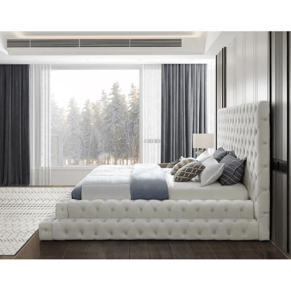 Pearl Bed Without Storage | King | White Fabric