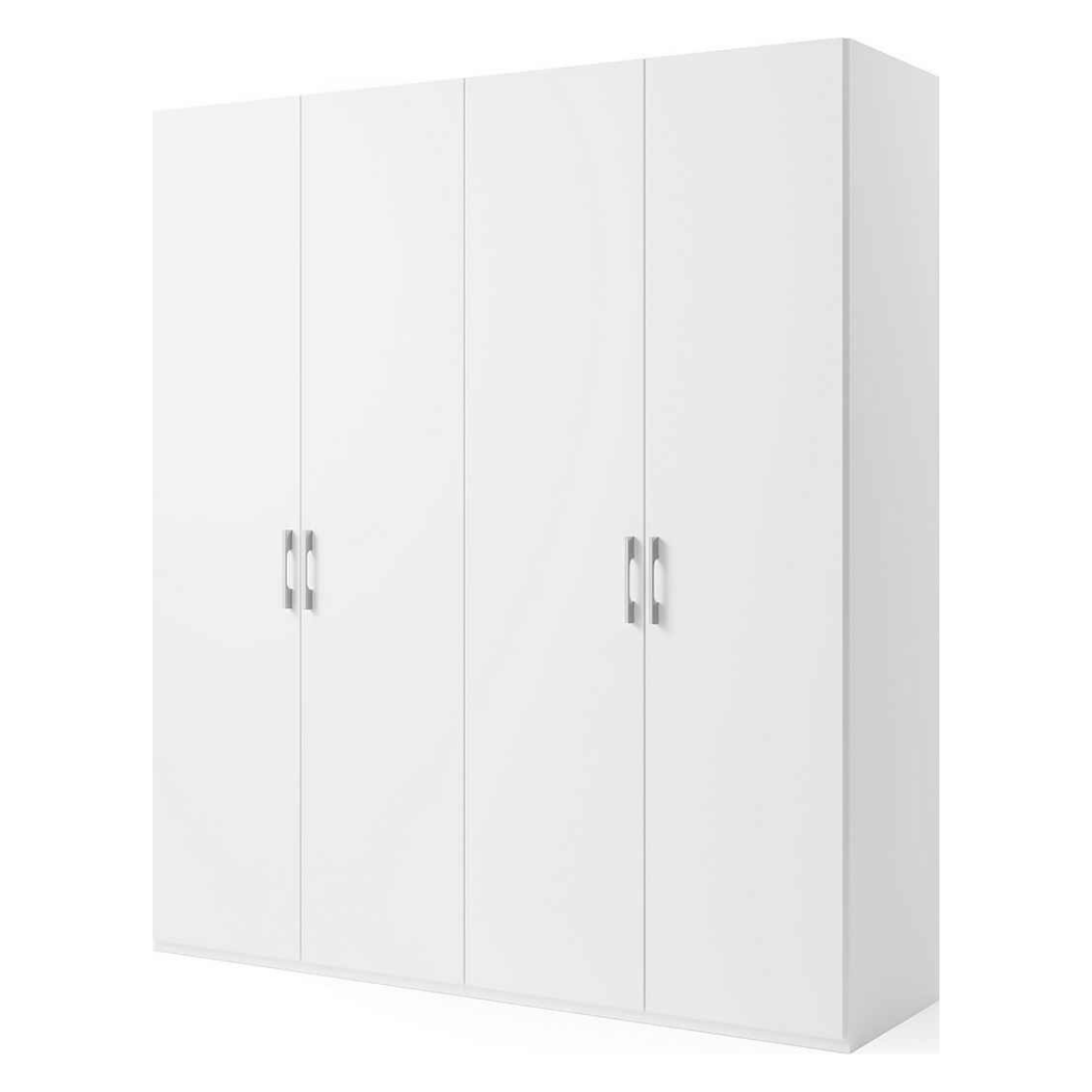 stylish white finish 4-door wardrobe for modern bedroom
