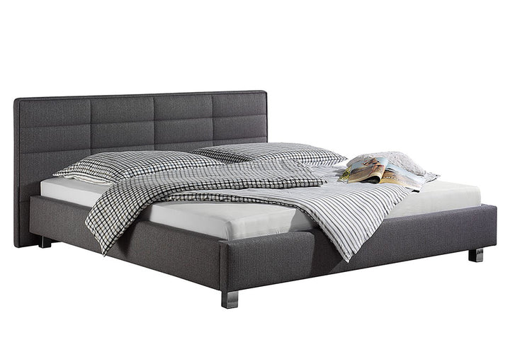 Case Bed Without Storage | King | Grey Fabric Upholstery