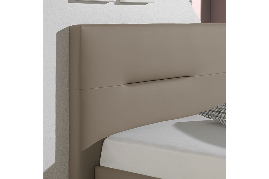 Hezekiah Bed Without Storage | King | Light Brown Leatherette