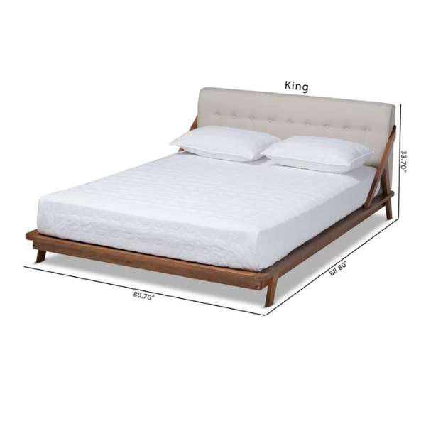 Garnet Bed Without Storage | King | Beige Fabric