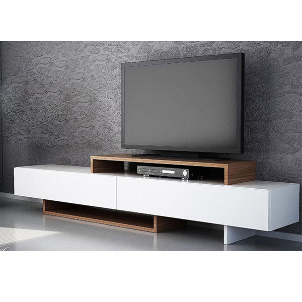 Castle TV Stand | White & Walnut