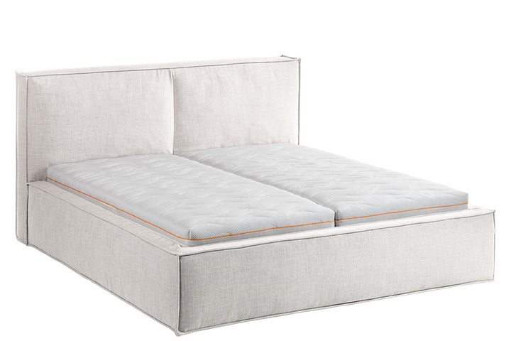 Samson Bed with Hydraulic Storage | King | Off-White Fabric Upholstery