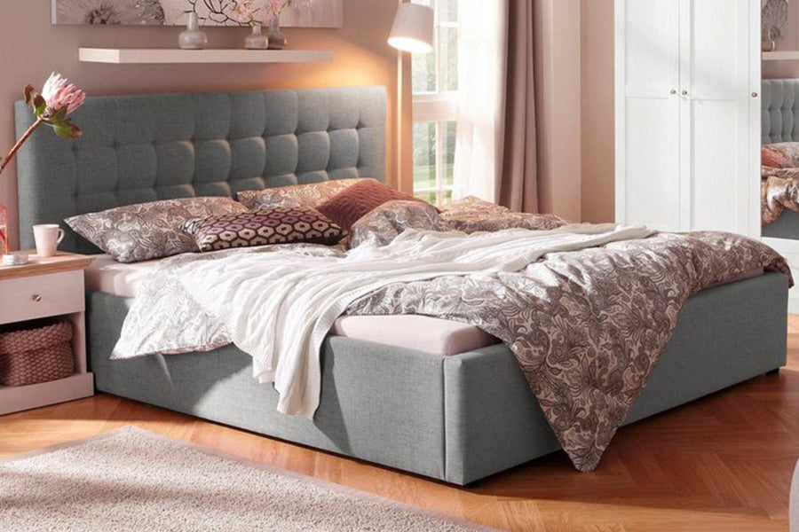 Raylan Bed with Hydraulic Storage | King | Grey Fabric