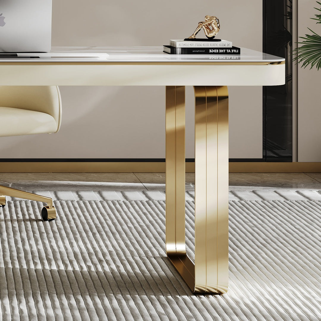 Joon Boss Table | White with Gold accents