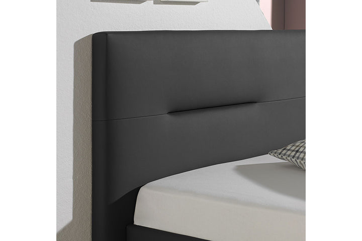 Hezekiah Bed Without Storage | King | Black Leatherette