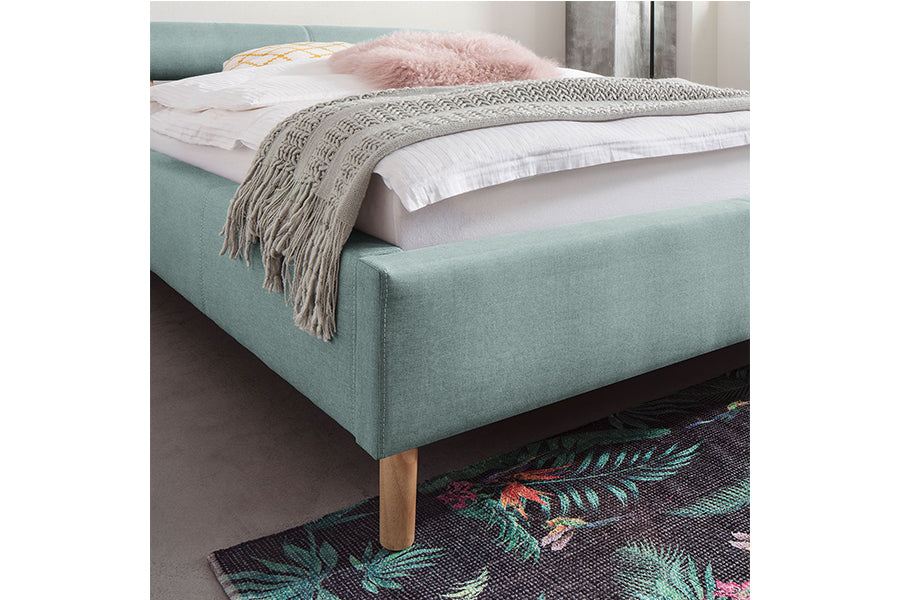 Issac Bed Without Storage | King | Pastel Blue Leatherette