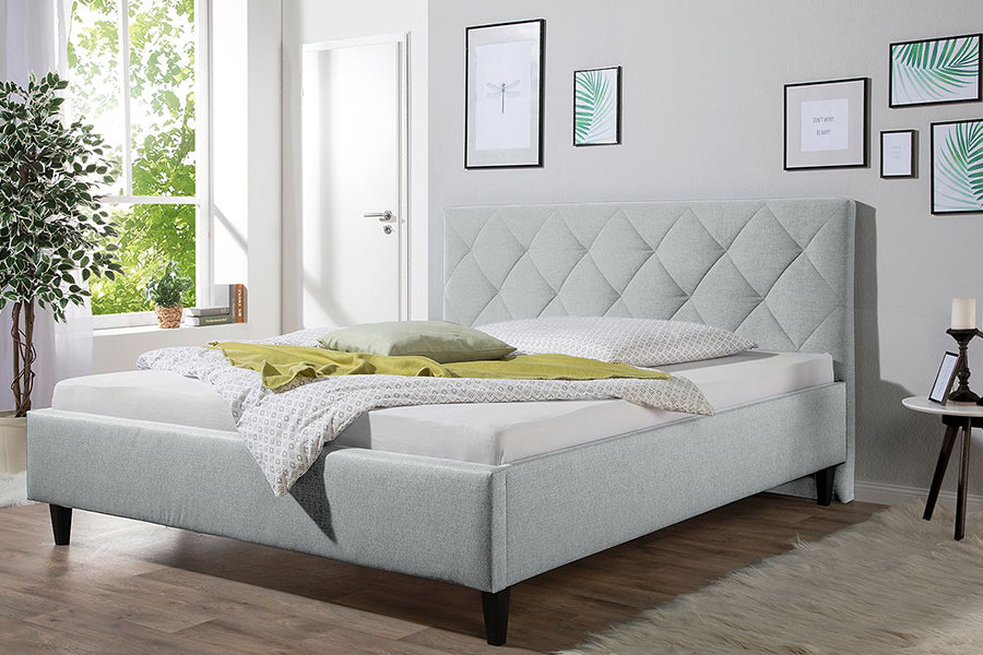 Andres Bed Without Storage | King | Grey Fabric Upholstery