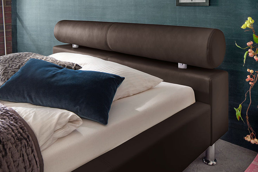 Issac Bed Without Storage | King | Brown Leatherette