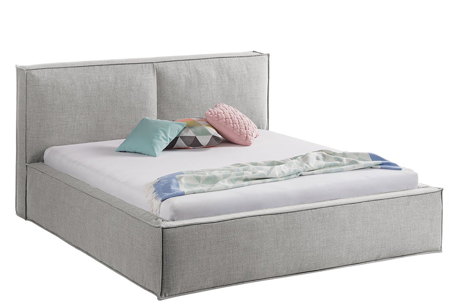 Samson Bed with Hydraulic Storage | King | Light Grey  Fabric Upholstery