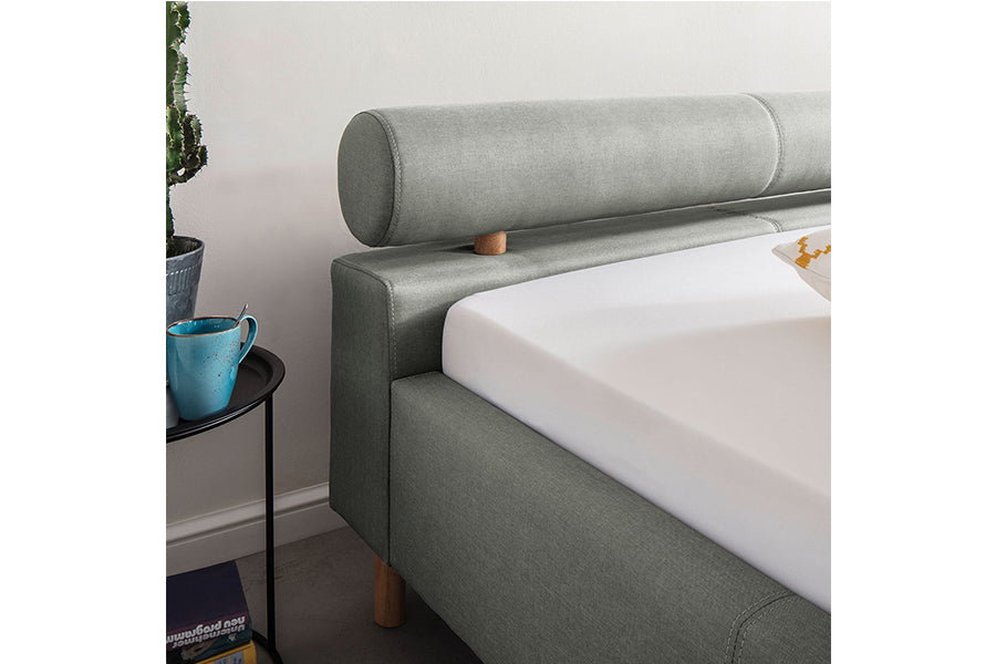 Issac Bed Without Storage | King | Grey Leatherette