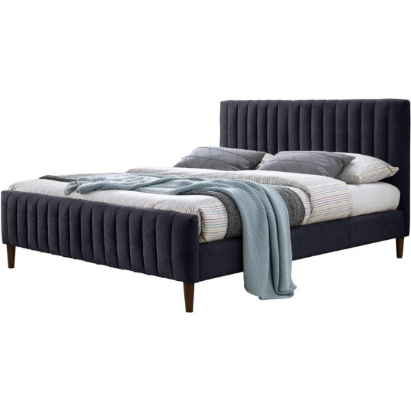 Caspian Bed Without Storage | King | Blue Fabric Upholstery