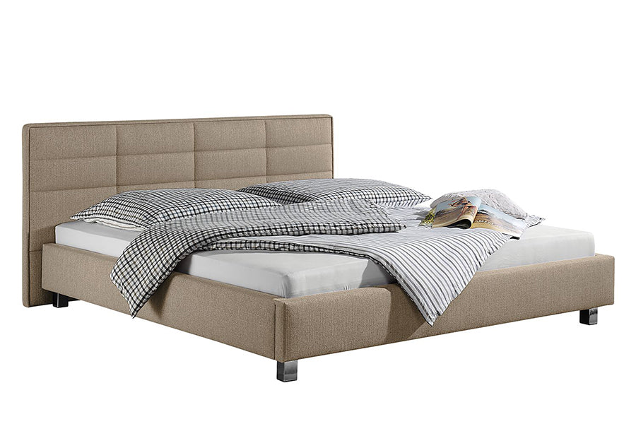 Case Bed Without Storage | King | Light  Brown Fabric Upholstery