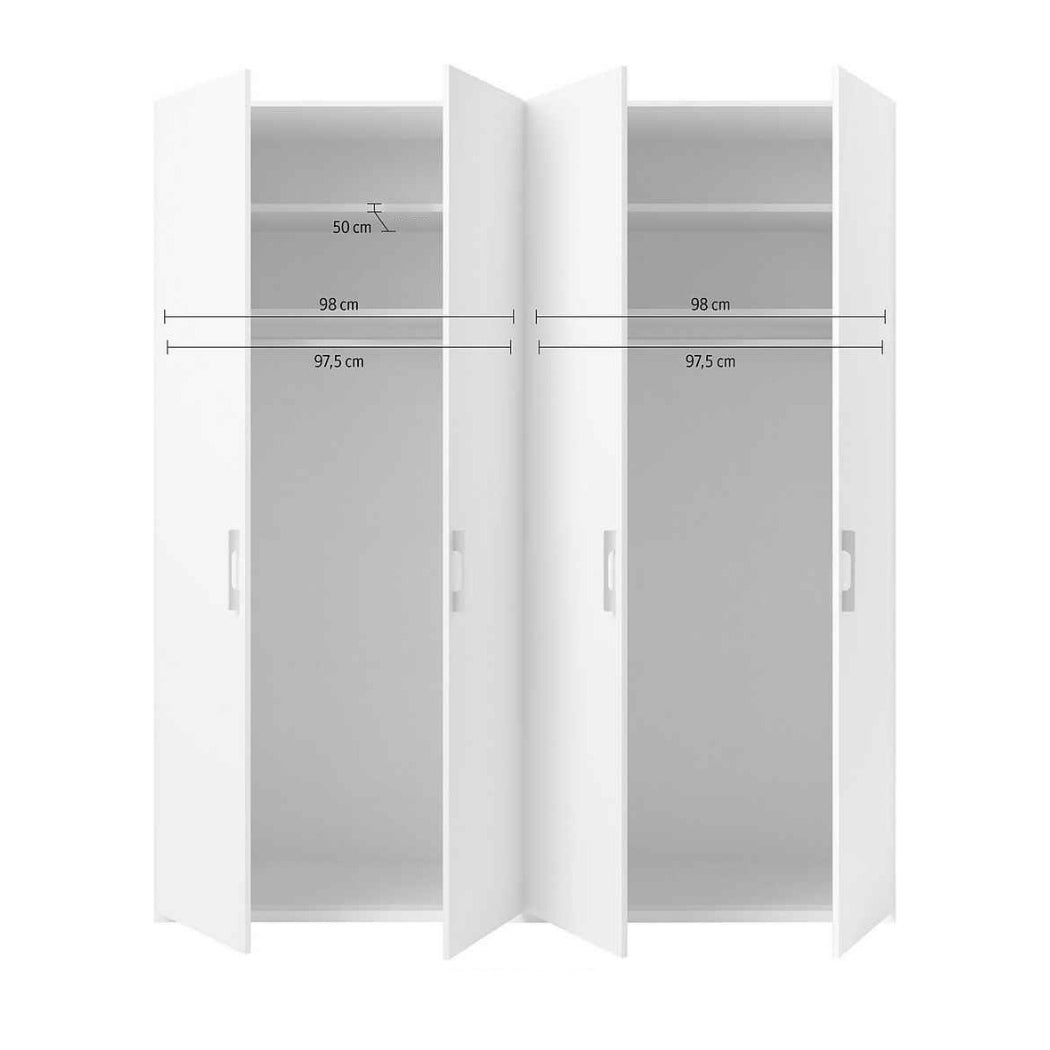 Inner Dimension of 4-door wardrobe design 
