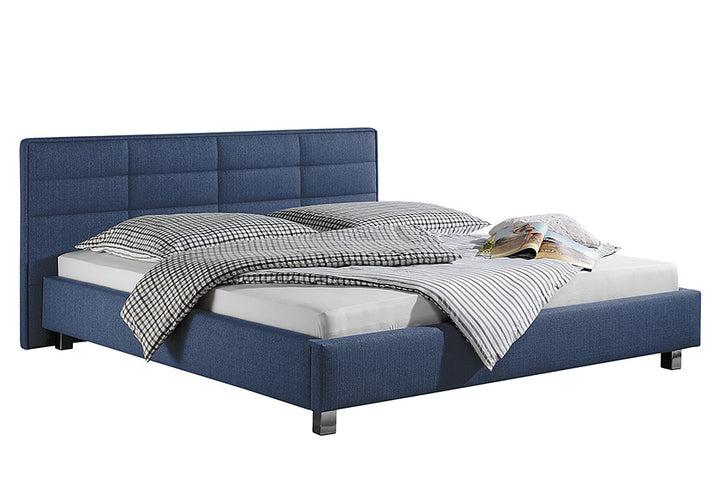 Case Bed Without Storage | King | Blue Fabric Upholstery