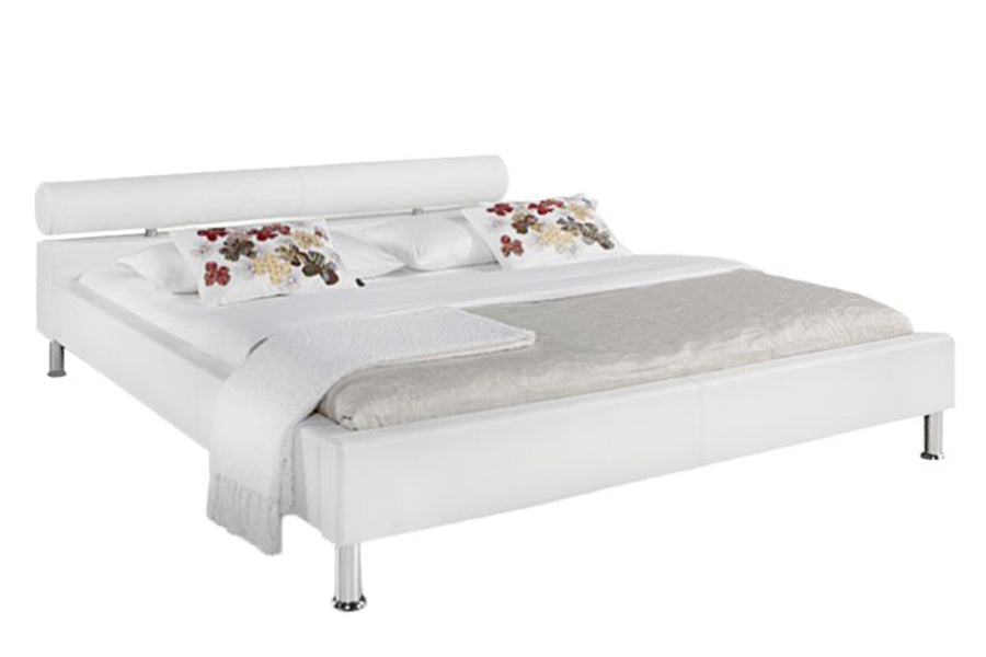 Issac Bed Without Storage | King | White Leatherette