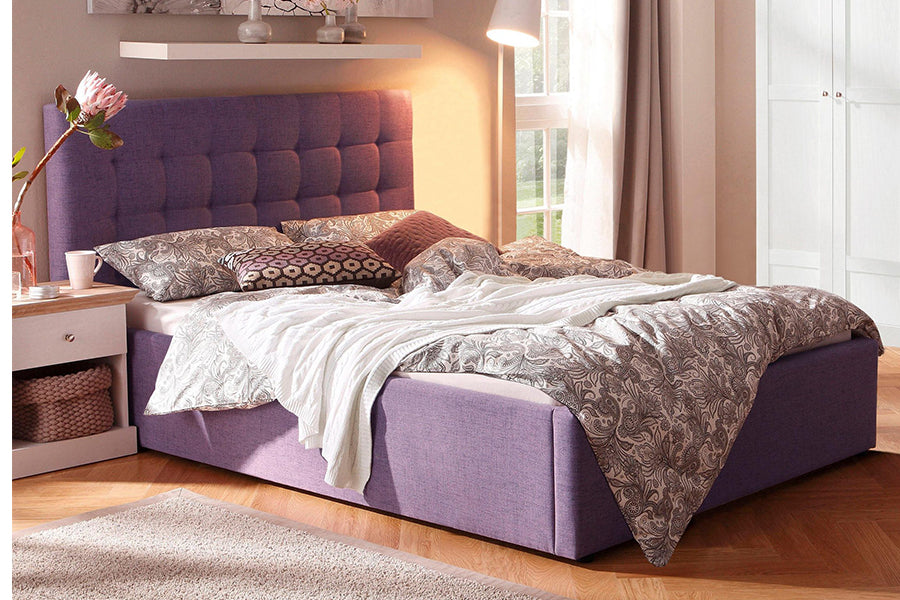 Raylan Bed with Hydraulic Storage | King | Pink Fabric