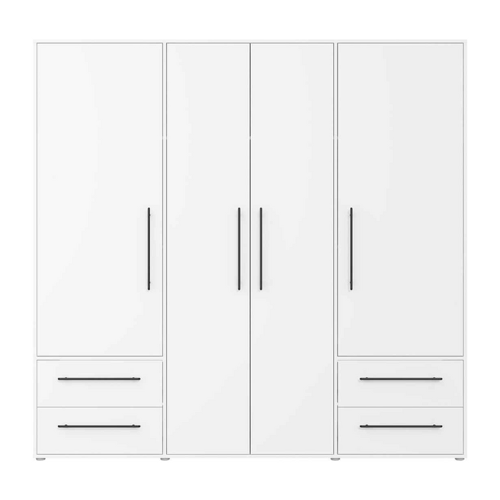This modern white wardrobe is manufactured in Faridabad.