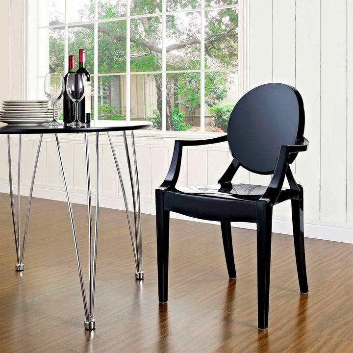 Saskia Arm Acrylic Chair | Black