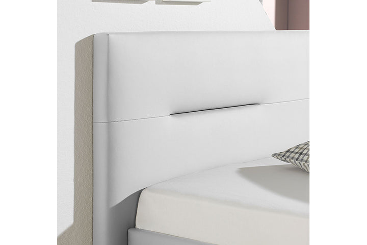 Hezekiah Bed Without Storage | King | White Leatherette