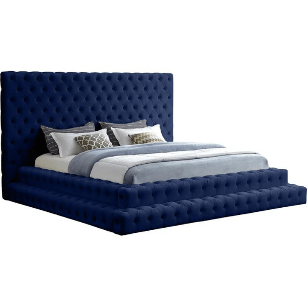 Pearl Bed Without Storage | King | Navy Fabric