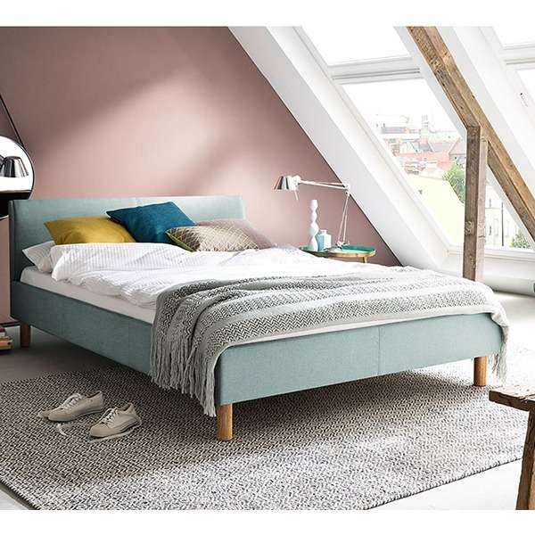 Leonard Bed Without Storage | King | Light Blue Fabric