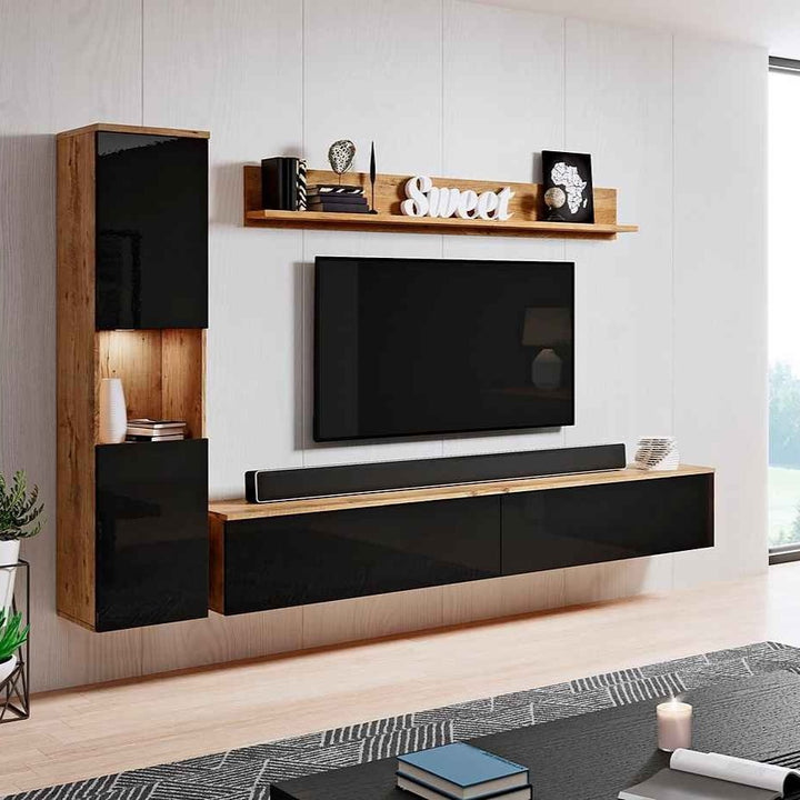 Oxy TV Units Set | Beech & Black