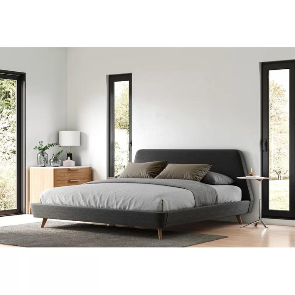 AristoCraft Bed Without Storage | King | Dark Grey Fabric Upholstery