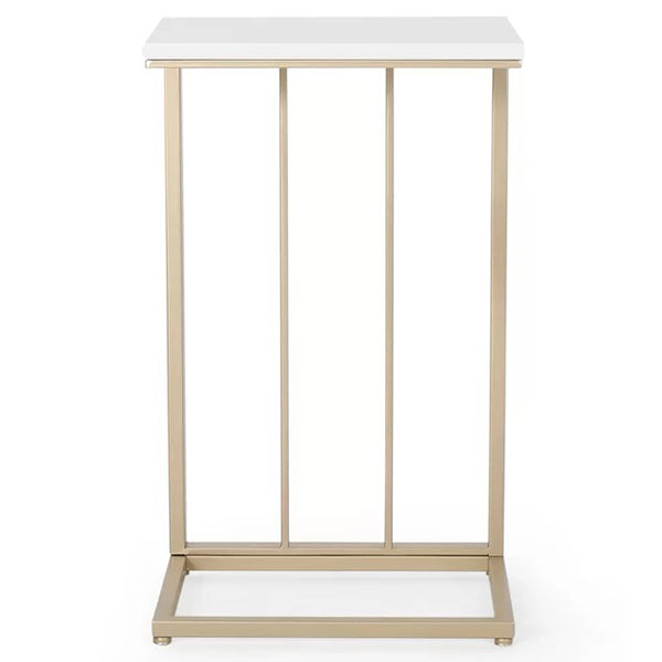 Tall Metal End Table | White