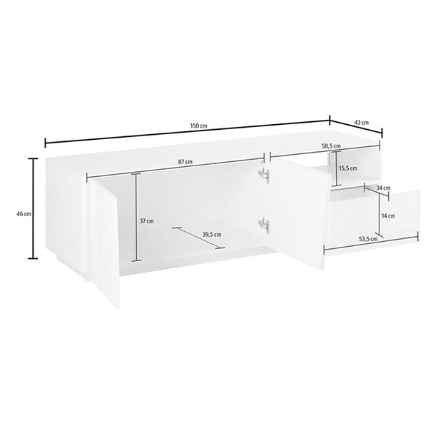 Bend Line TV Stand | Medium | White