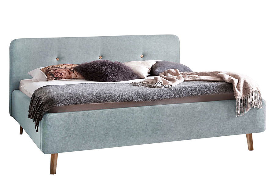 Emiliano Bed Without Storage | King | Pale Green Fabric Upholsetry