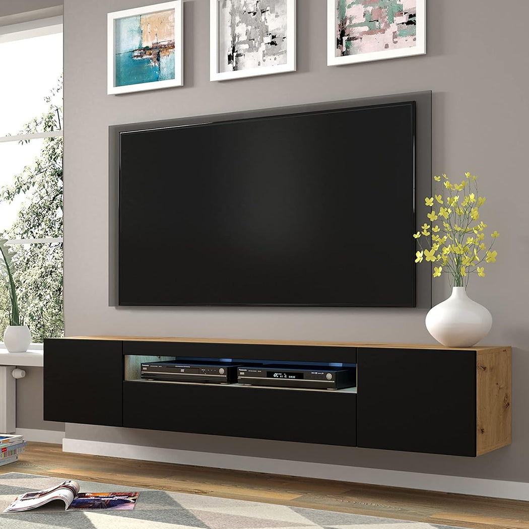Nav Tv Stand | Large | Beech & Black Matte