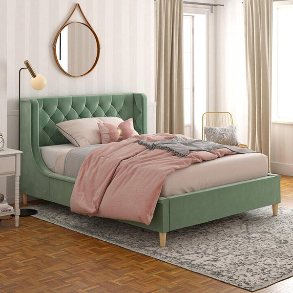 Rory Bed Without Storage | King | Green Fabric