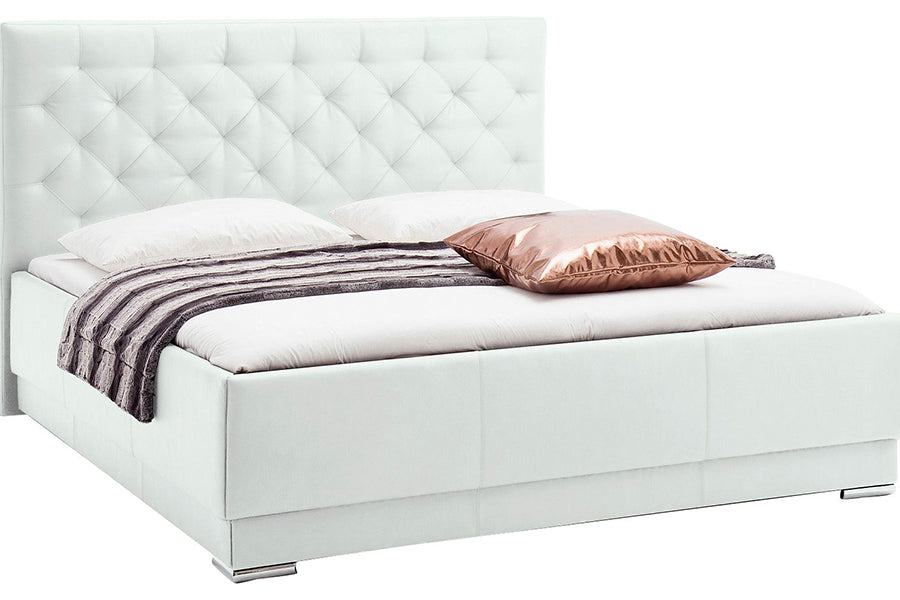 Titan Bed with Hydraulic Storage | King | White Leatherette