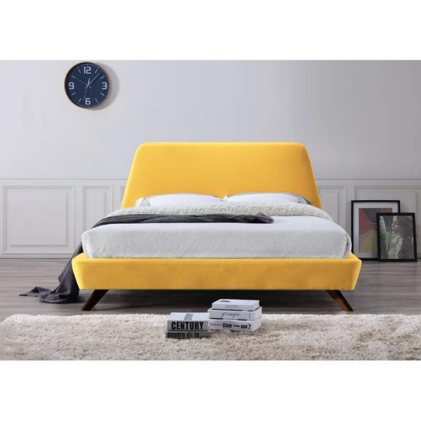 AristoCraft Bed Without Storage | King | Yellow Fabric Upholstery