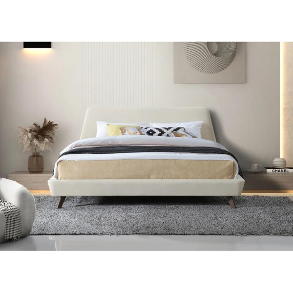 AristoCraft Bed Without Storage | King | Beige Fabric Upholstery