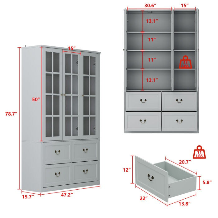 Haruto Tall Crockery Unit | Gray