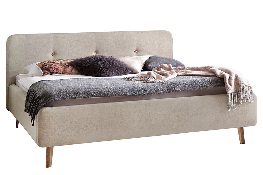 Emiliano Bed Without Storage | King | Beige Fabric Upholsetry