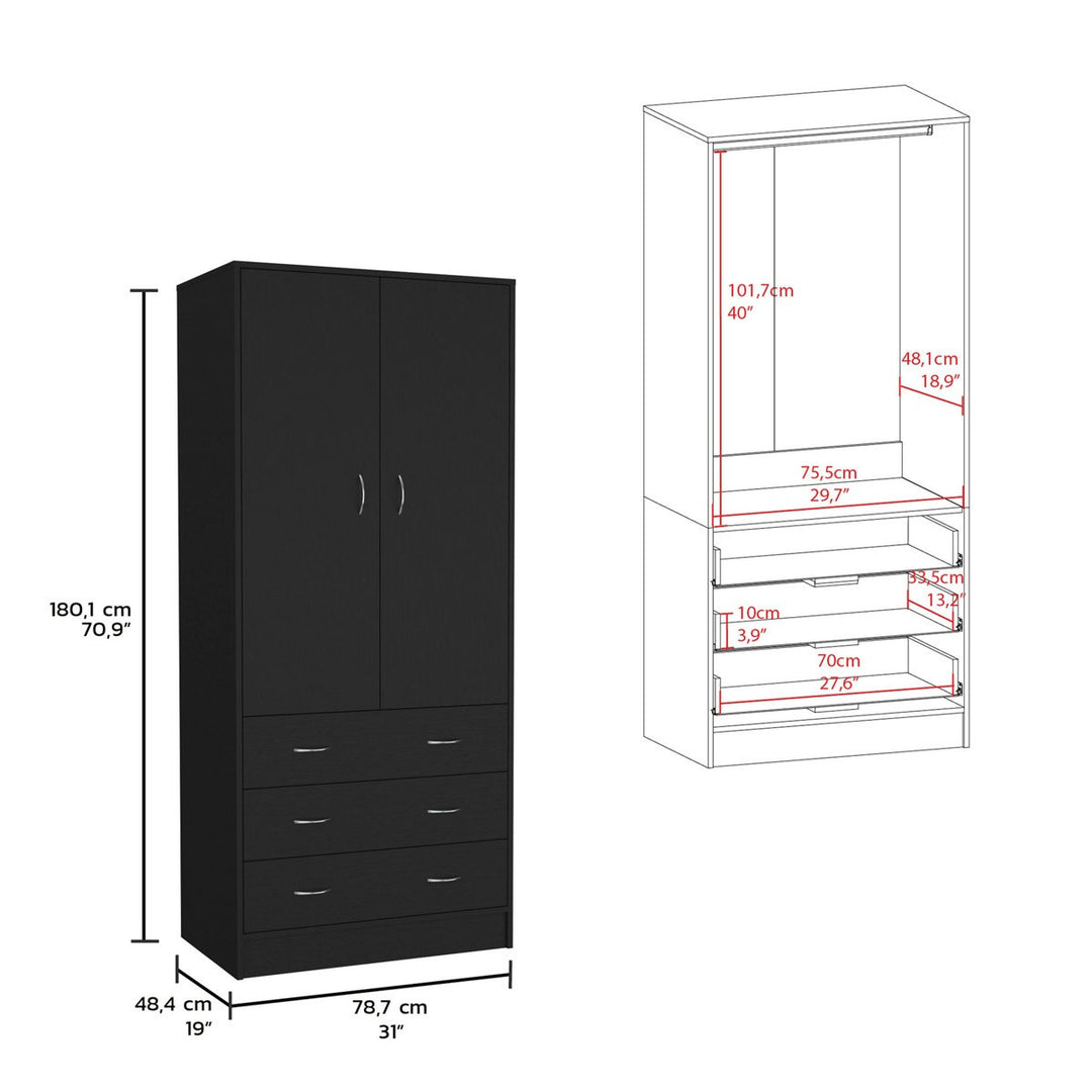 Noa 2 Door Wardrobe |Black