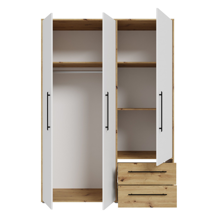 Tyun 3 Door Wardrobe | Beech/White