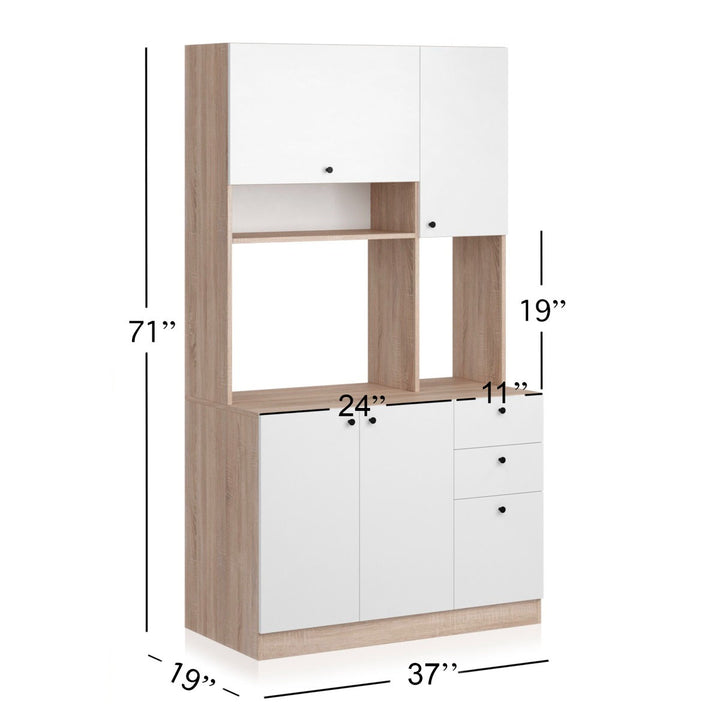 Reko Tall Crockery Unit |White/Beige
