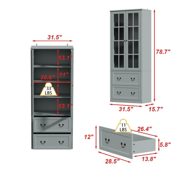 Zojo Tall Crockery Unit |Gray