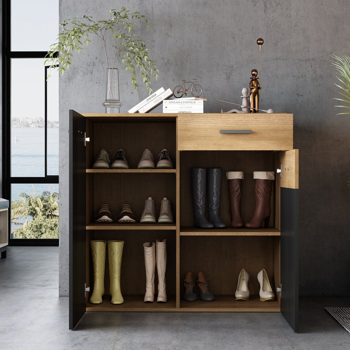 Roko Shoe Rack | Black & Beige
