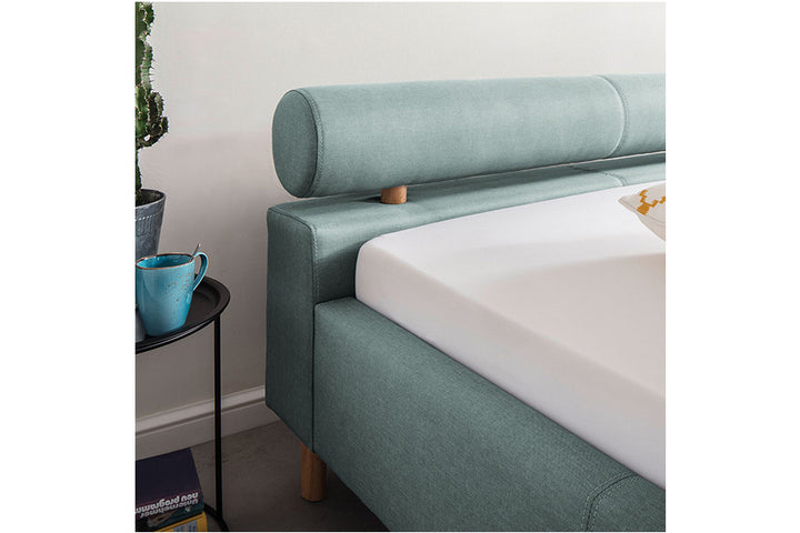 Issac Bed Without Storage | King | Pastel Blue Leatherette